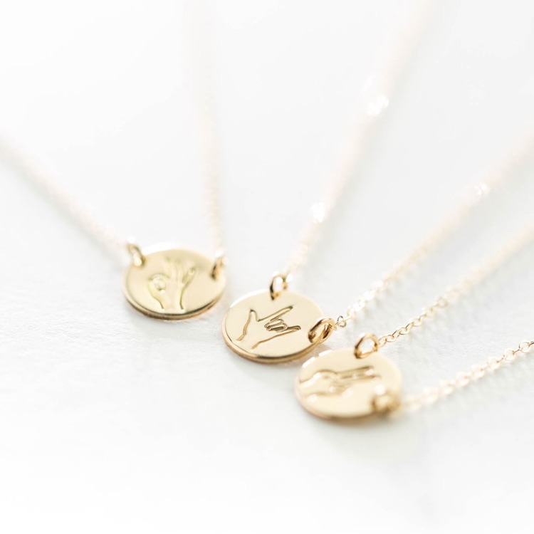 Minimalist Hand Sign Language Asl Charm Necklace